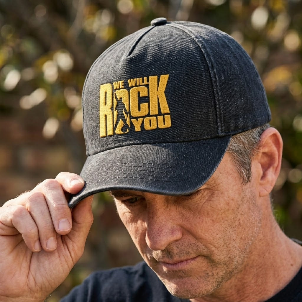 FME We Will Rock You Typography Premium Denim Cap QH