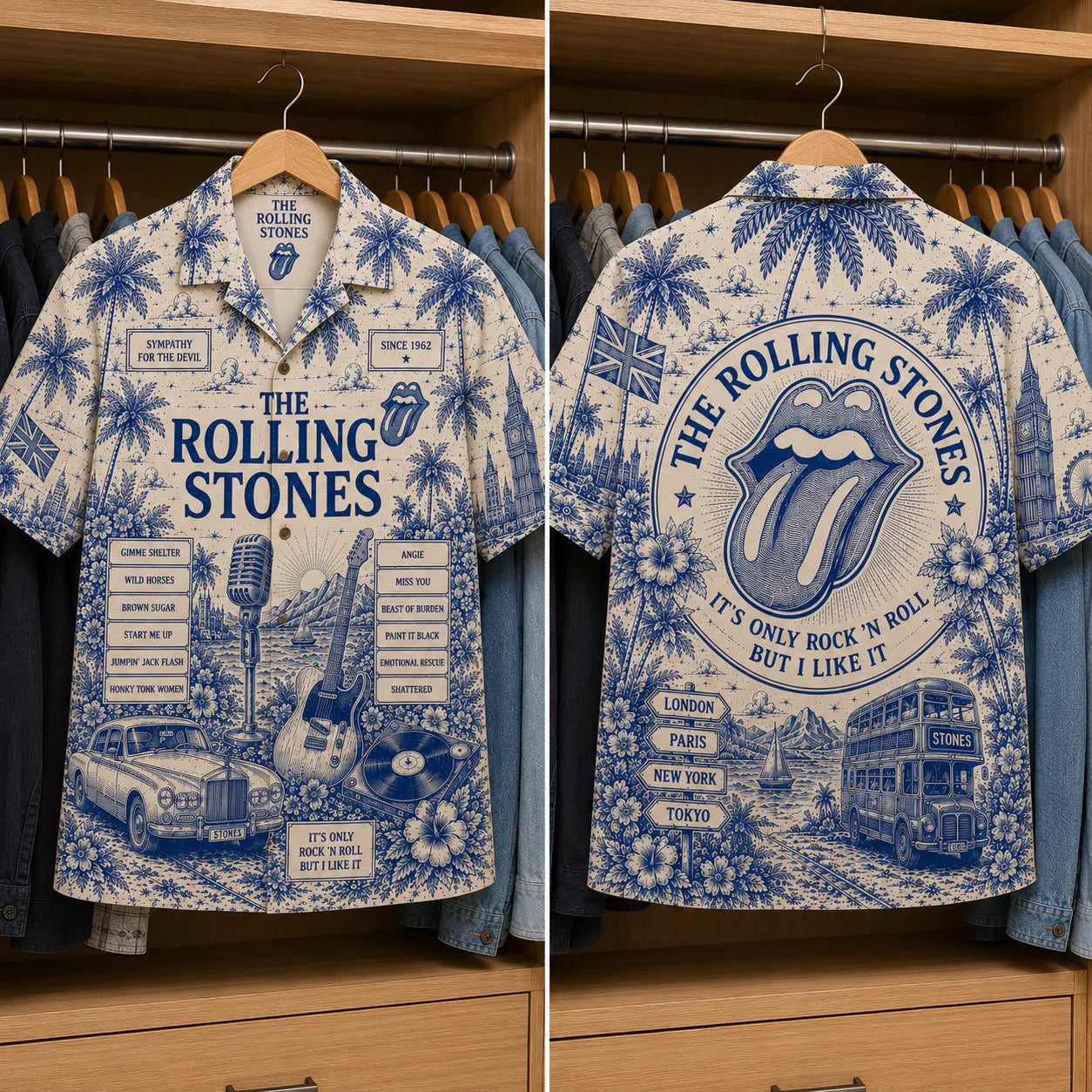 TRS Tropical Blue Collage Hawaiian Shirt – Unisex Special Edition Button-Up
