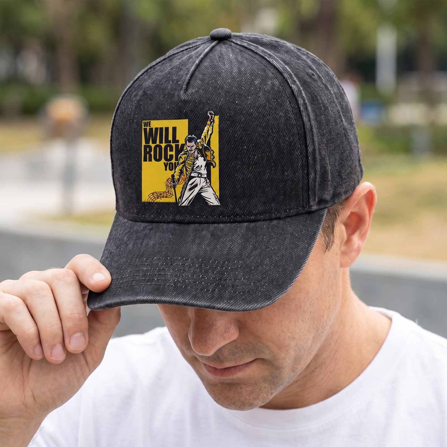 FME We Will Rock You Poster Premium Denim Cap QH
