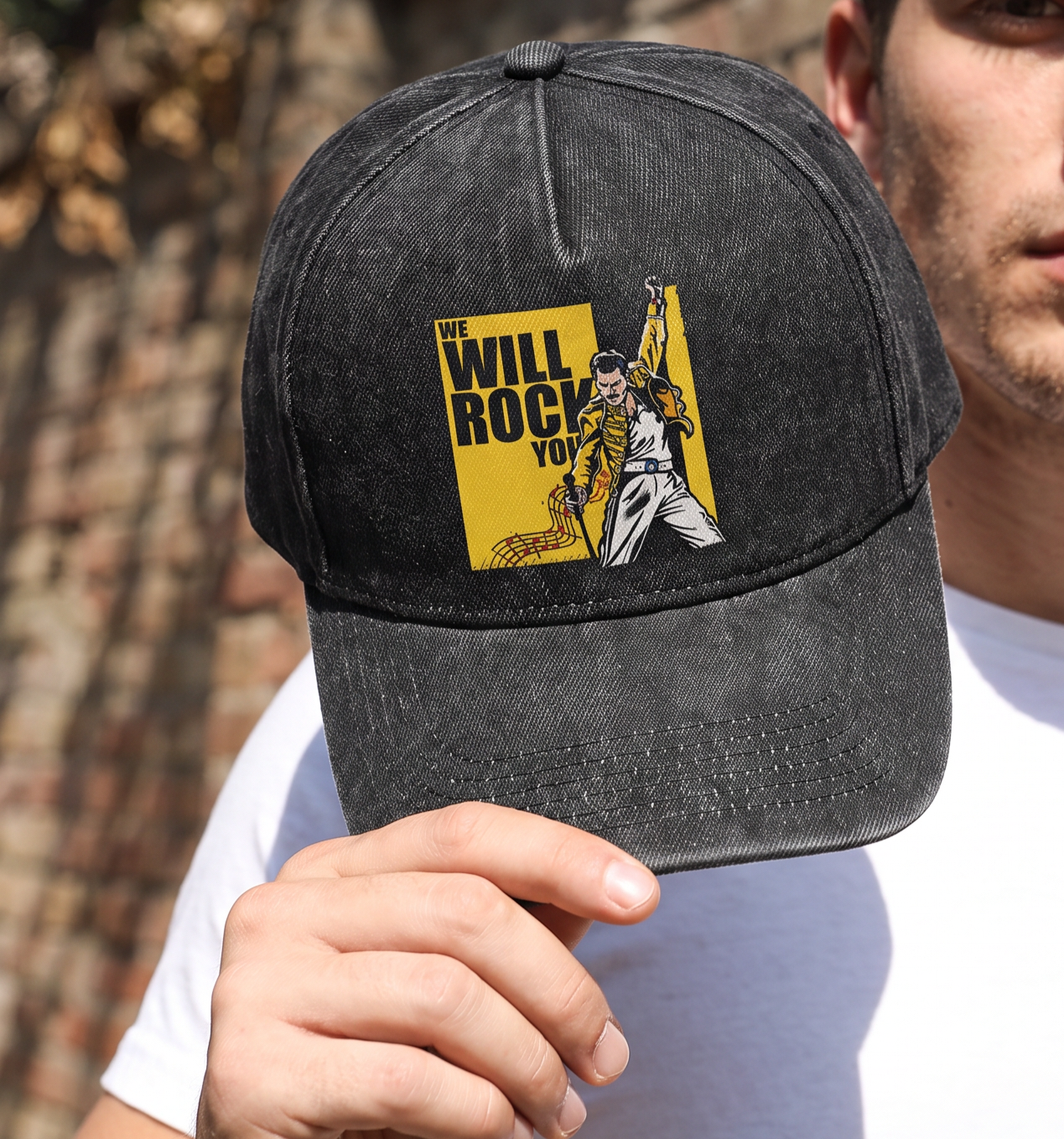 FME We Will Rock You Poster Premium Denim Cap QH