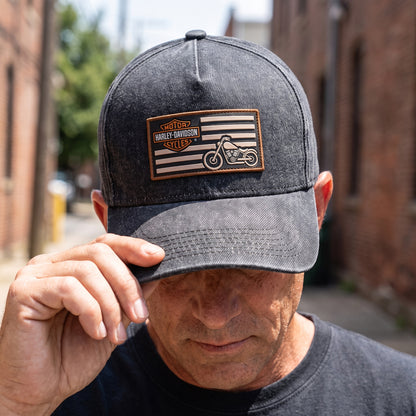 HDA Vintage Flag Motorcycle Patch Premium Denim Cap QH