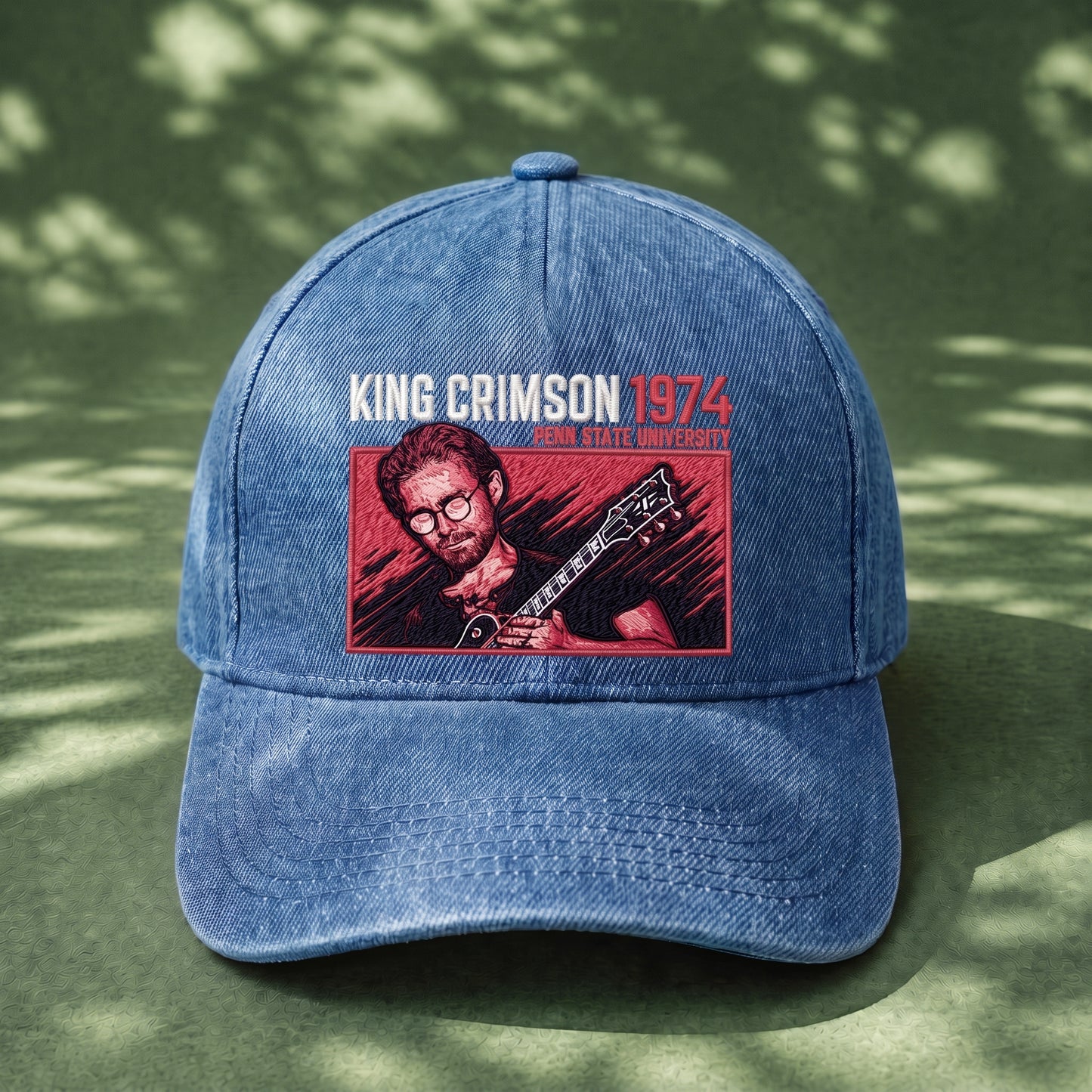 KCR 1974 Guitar Portrait Embroidered Premium Denim Cap QH