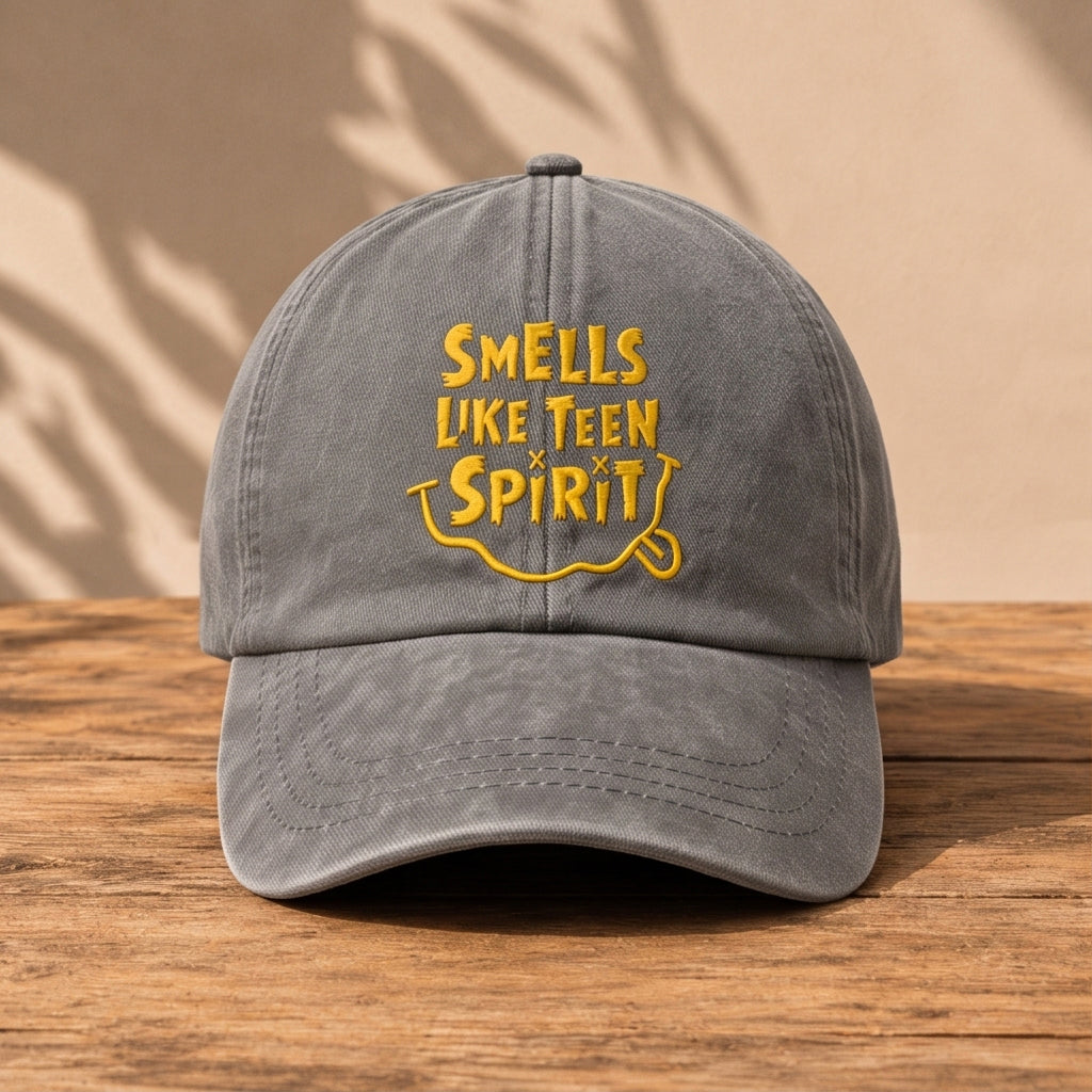 NIR Smells Like Teen Spirit Embroidered Premium Denim Cap QH