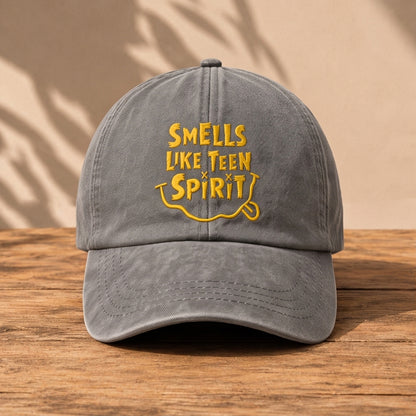 NIR Smells Like Teen Spirit Embroidered Premium Denim Cap QH