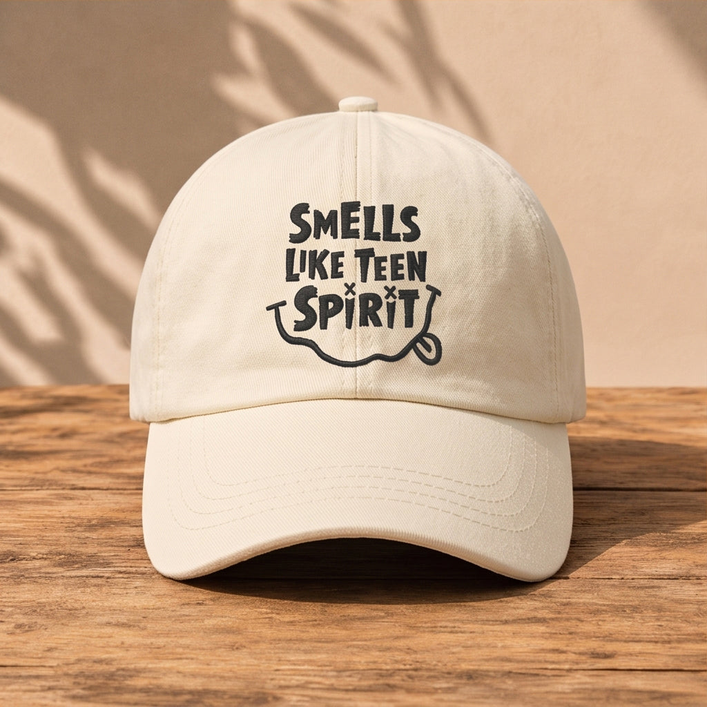 NIR Smells Like Teen Spirit Embroidered Premium Denim Cap QH