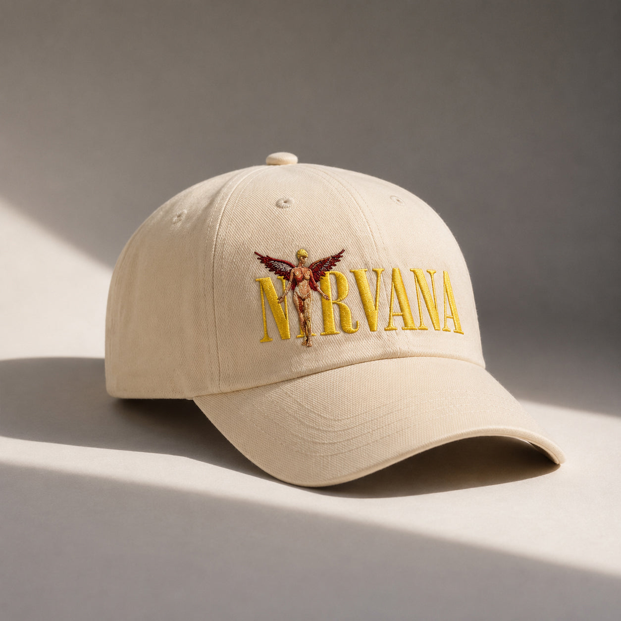 NIR Golden Winged Angel Embroidered Premium Denim Cap QH