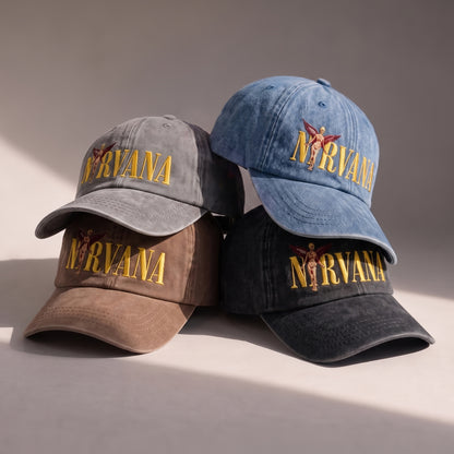 NIR Golden Winged Angel Embroidered Premium Denim Cap QH