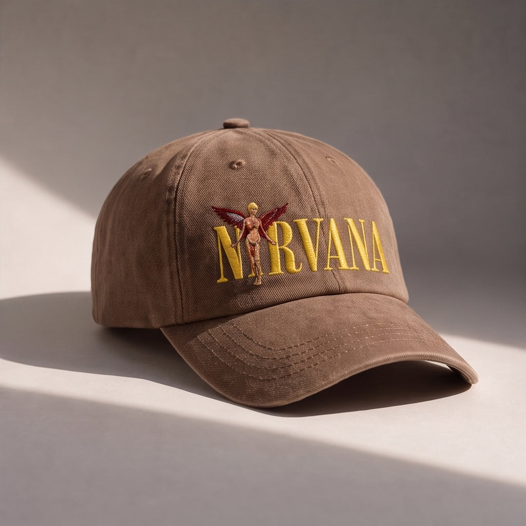 NIR Golden Winged Angel Embroidered Premium Denim Cap QH