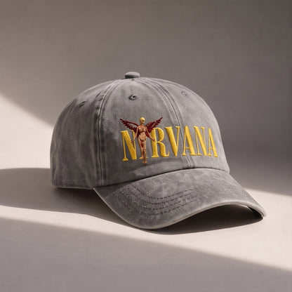 NIR Golden Winged Angel Embroidered Premium Denim Cap QH