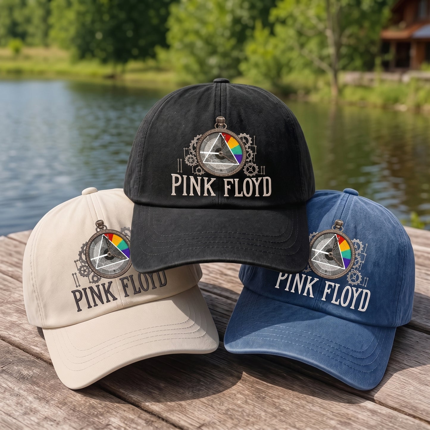 PFL Vintage Clock Prism Embroidered Premium Denim Cap QH