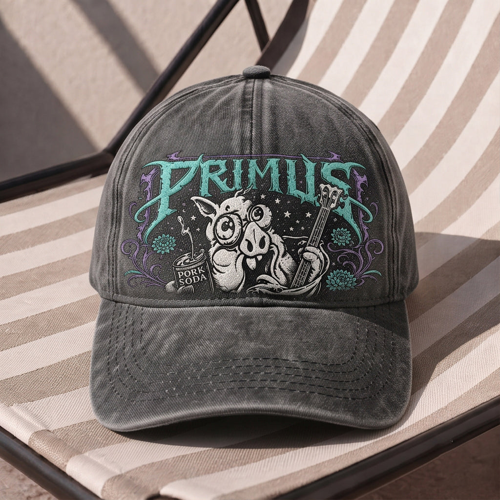 PRM Pork Soda Guitar Embroidered Premium Denim Cap QH