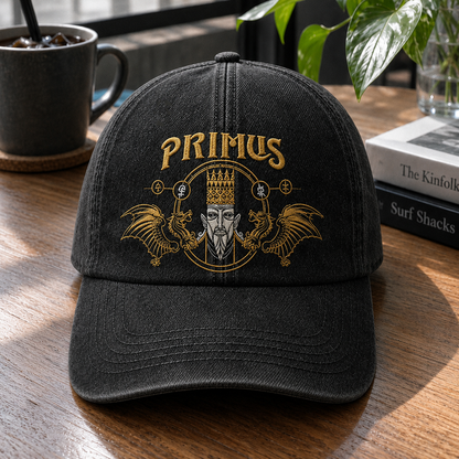 PRM Egyptian King And Dragons Embroidered Premium Denim Cap QH