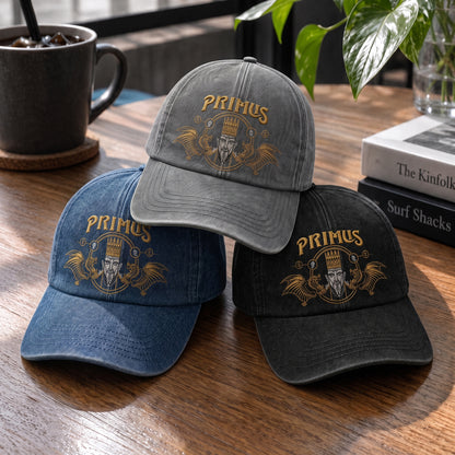 PRM Egyptian King And Dragons Embroidered Premium Denim Cap QH
