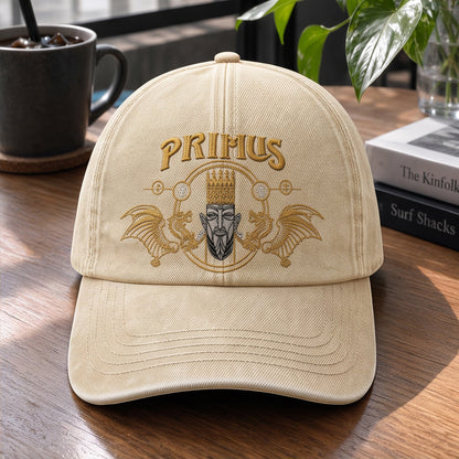 PRM Egyptian King And Dragons Embroidered Premium Denim Cap QH