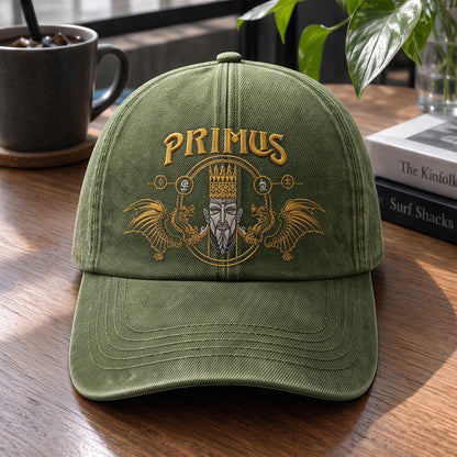PRM Egyptian King And Dragons Embroidered Premium Denim Cap QH