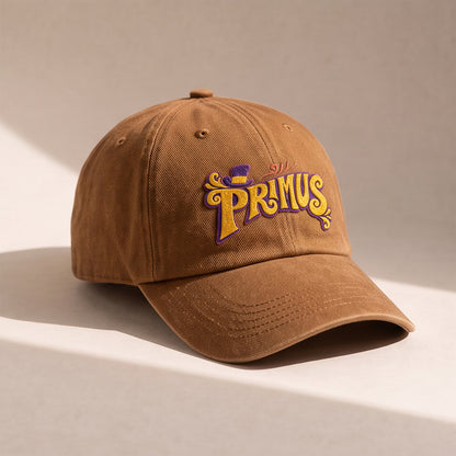 PRM Retro Typography Logo Embroidered Premium Denim Cap QH