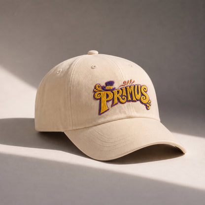 PRM Retro Typography Logo Embroidered Premium Denim Cap QH
