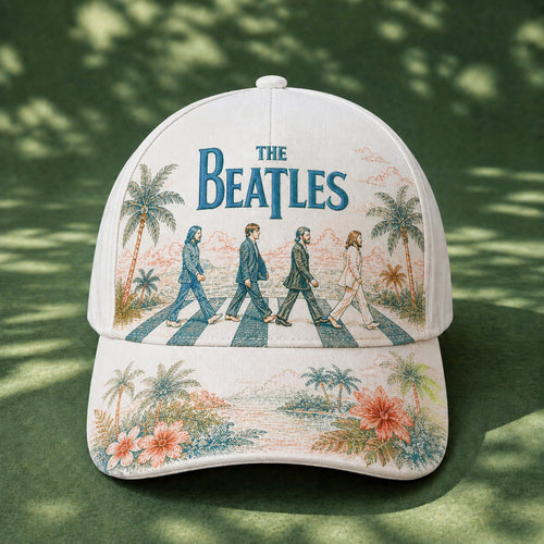 Retro Crosswalk Tropical Embroidered Denim Cap
