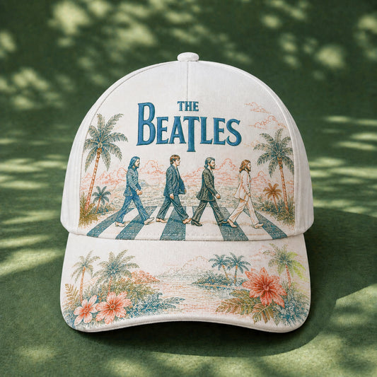 Retro Crosswalk Tropical Embroidered Denim Cap