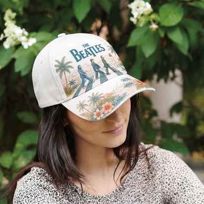 Retro Crosswalk Tropical Embroidered Denim Cap
