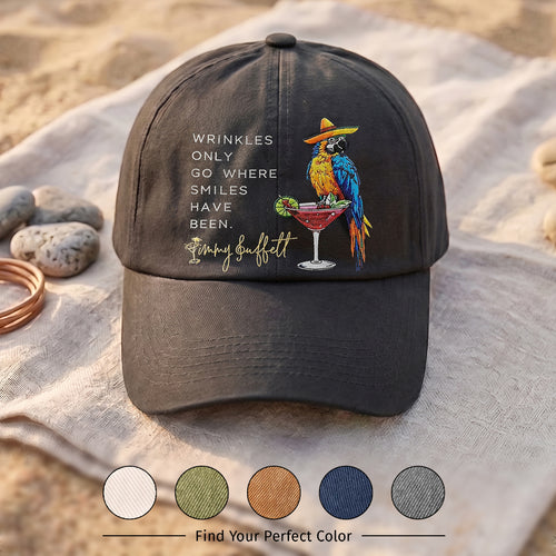 JBU Wrinkles And Smiles Quote Premium Denim Cap QH