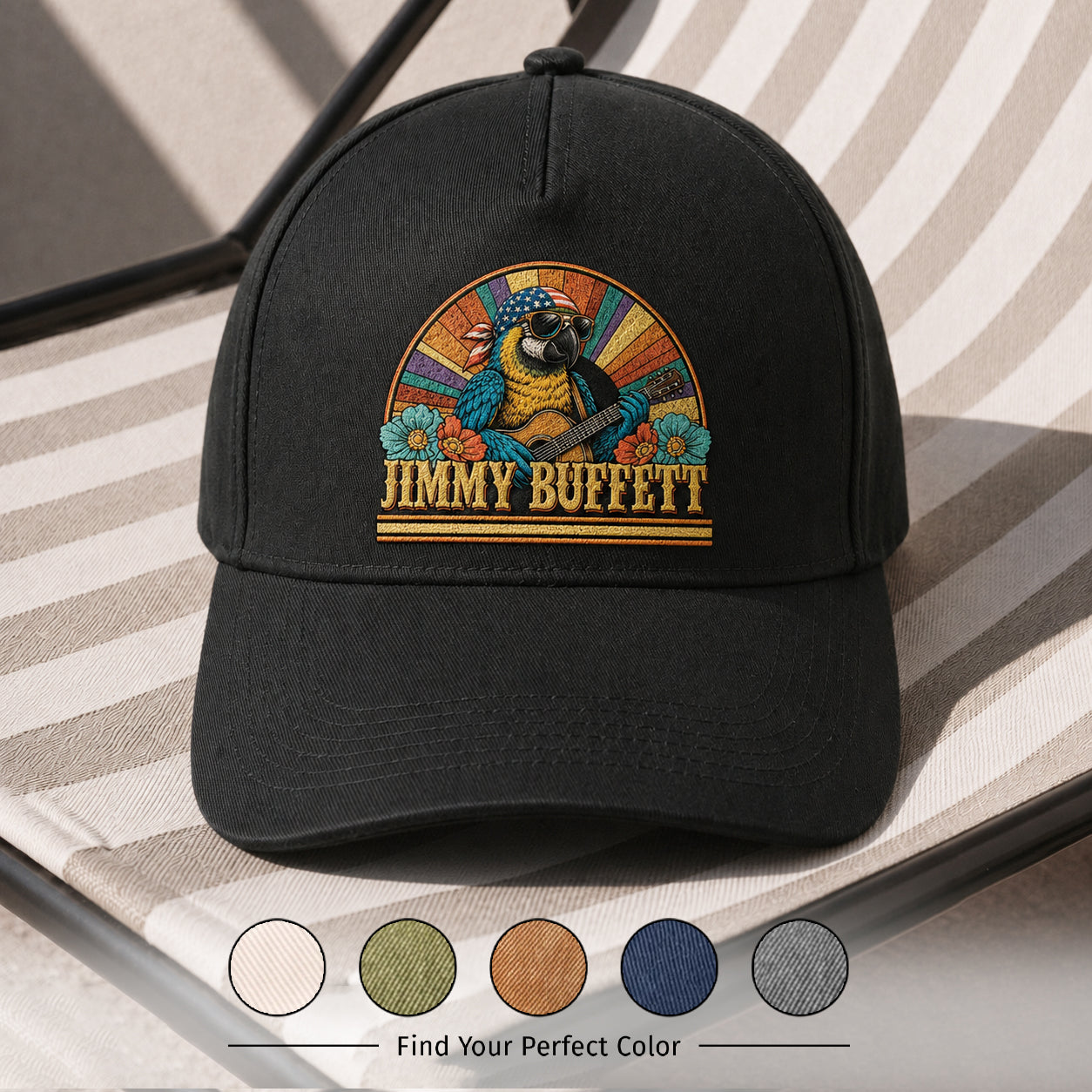 JBU Parrot Guitar Sunset Premium Denim Cap QH