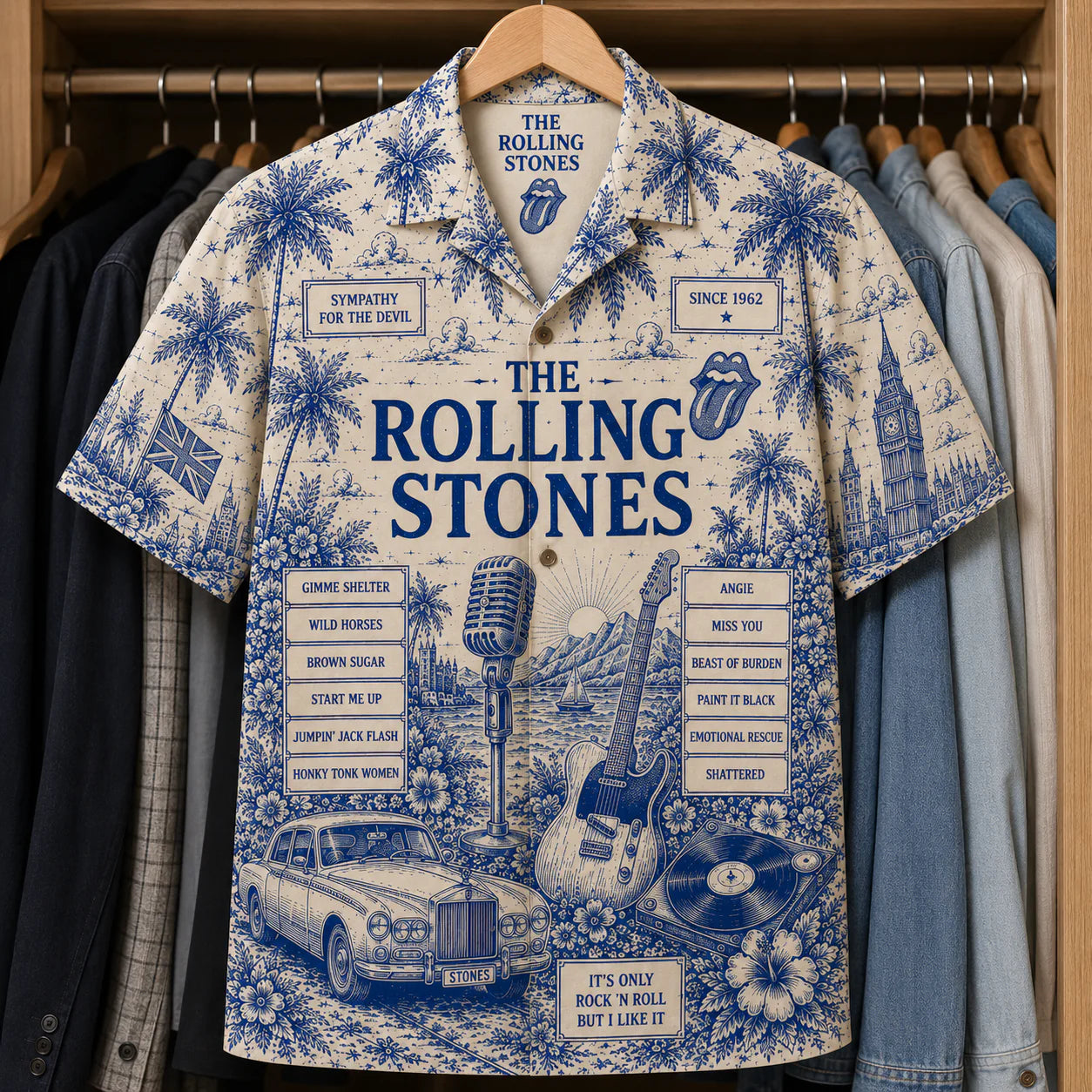 TRS Tropical Blue Collage Hawaiian Shirt – Unisex Special Edition Button-Up