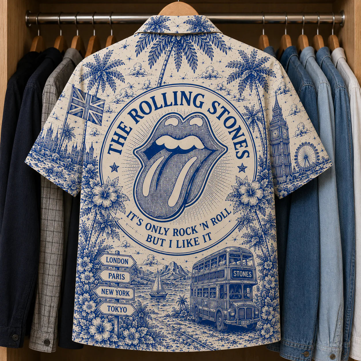 TRS Tropical Blue Collage Hawaiian Shirt – Unisex Special Edition Button-Up