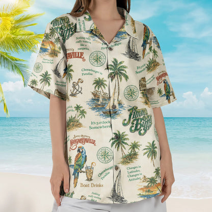 Retro Island Escape Collage Hawaiian Shirt – Unisex Tropical Vacation Button-Up