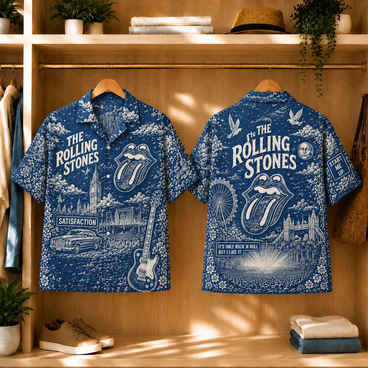 TRS Vintage Toile Hawaiian Shirt – Unisex Rock ’N’ Roll Button-Up