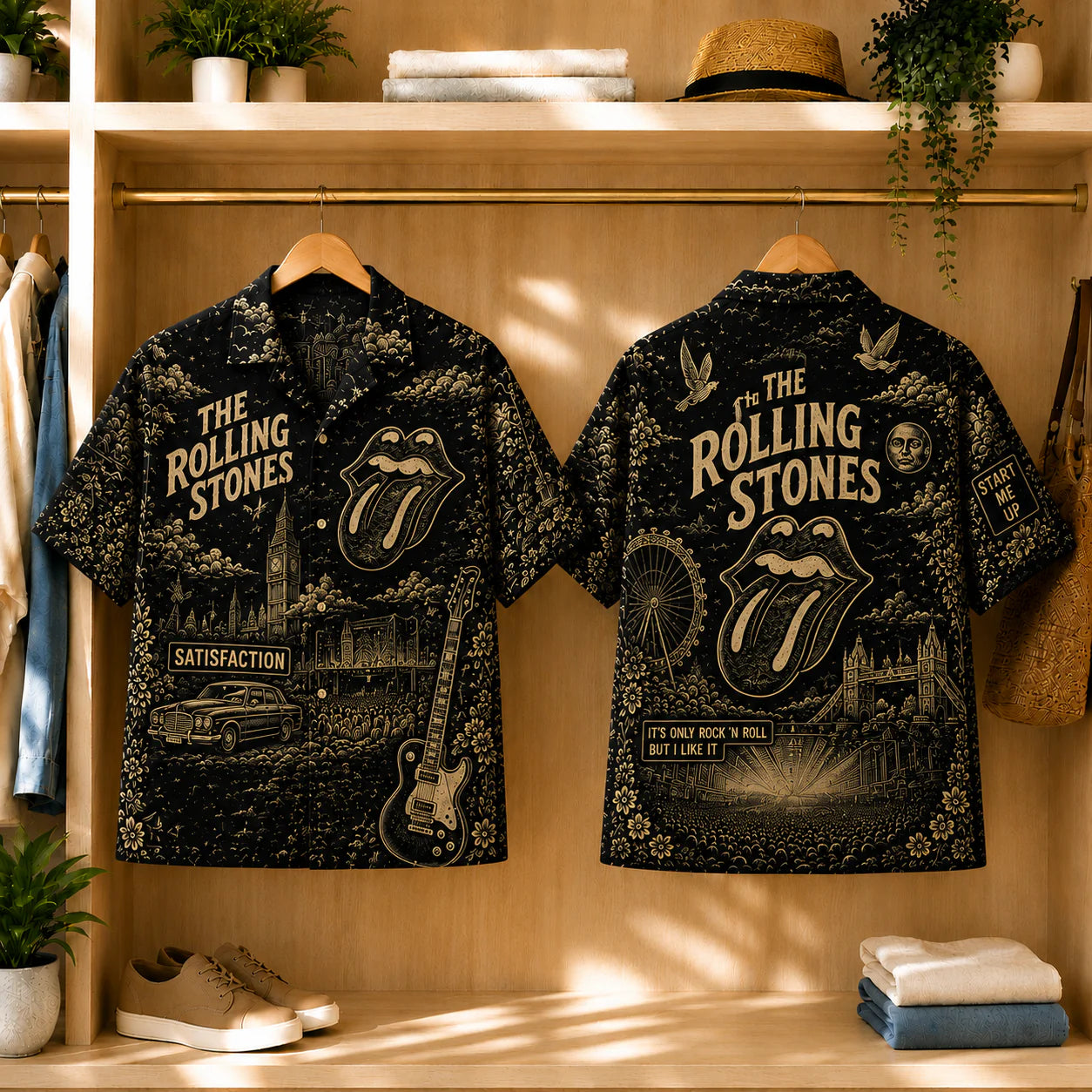 TRS Vintage Toile Hawaiian Shirt – Unisex Rock ’N’ Roll Button-Up