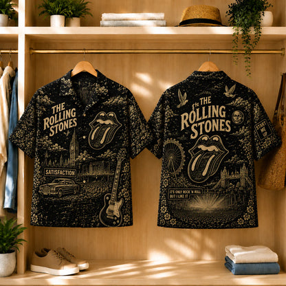 TRS Vintage Toile Hawaiian Shirt – Unisex Rock ’N’ Roll Button-Up