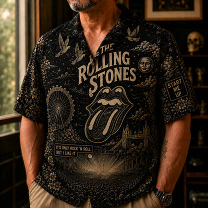 TRS Vintage Toile Hawaiian Shirt – Unisex Rock ’N’ Roll Button-Up