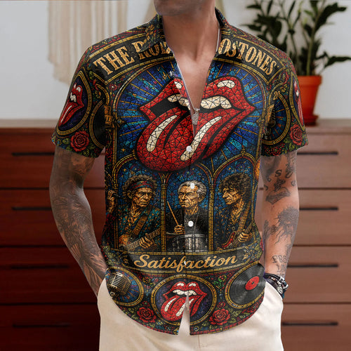 TRS Gothic Stained Glass Hawaiian Shirt – Unisex Rock ’N’ Roll Button-Up