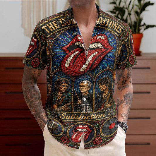 TRS Gothic Stained Glass Hawaiian Shirt – Unisex Rock ’N’ Roll Button-Up