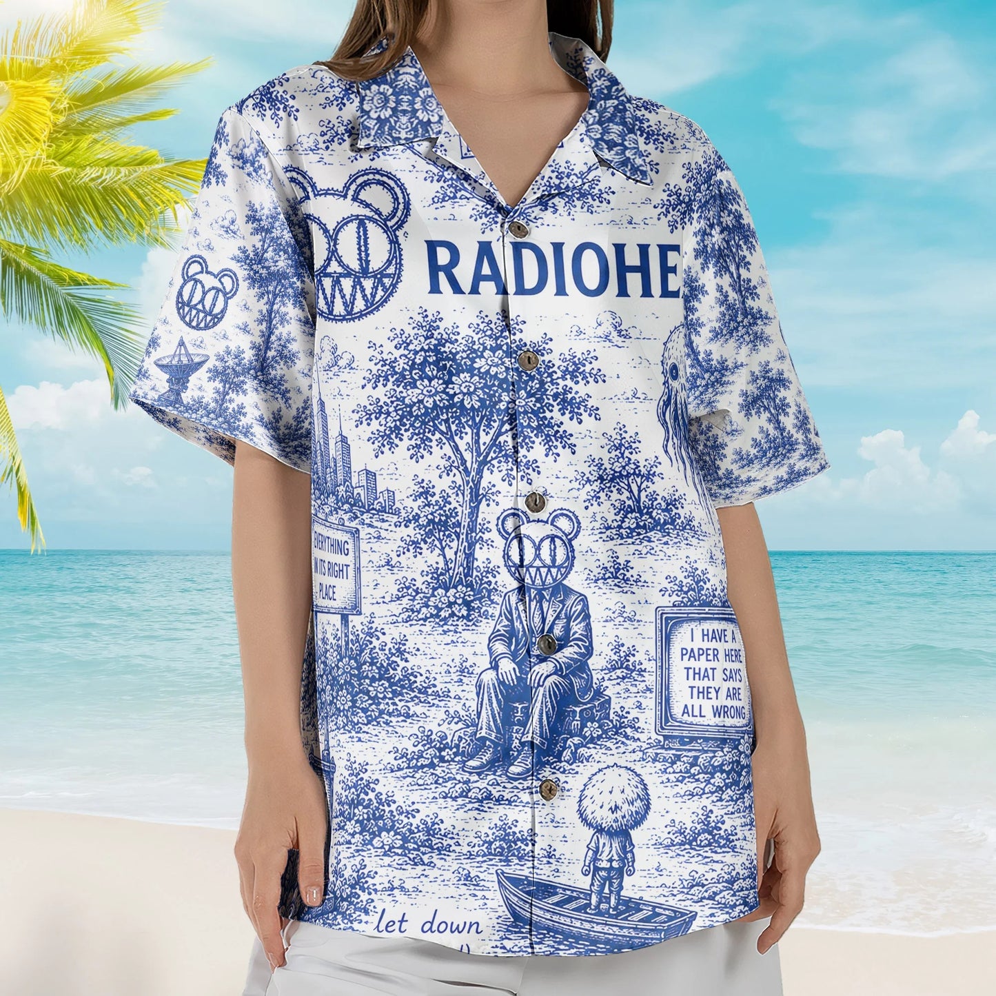 Surreal Blue Woodland Art Hawaiian Shirt – Unisex Vintage Graphic Button-Up