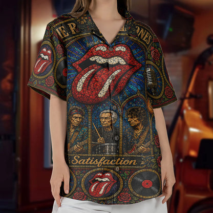 TRS Gothic Stained Glass Hawaiian Shirt – Unisex Rock ’N’ Roll Button-Up