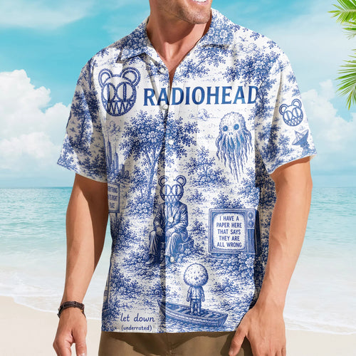 Surreal Blue Woodland Art Hawaiian Shirt – Unisex Vintage Graphic Button-Up