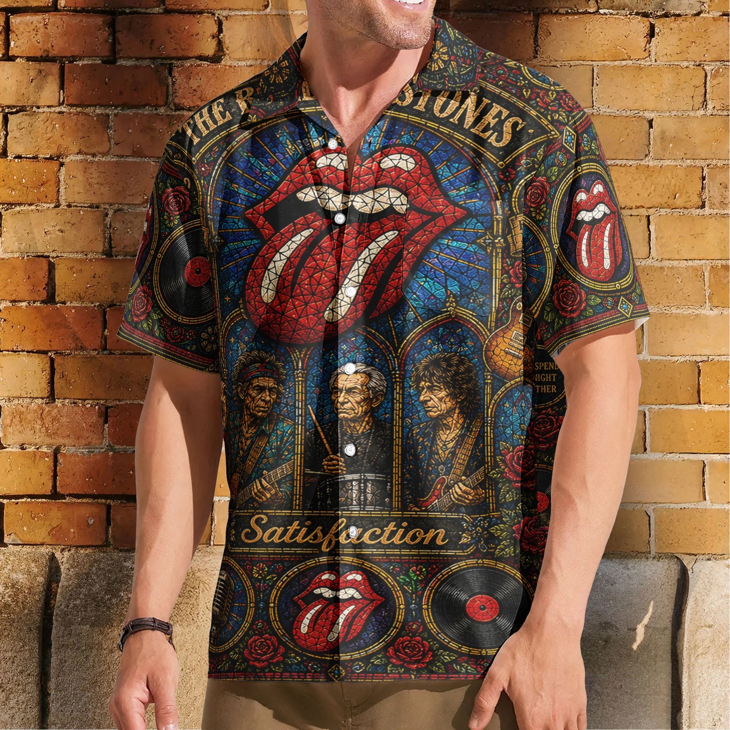 TRS Gothic Stained Glass Hawaiian Shirt – Unisex Rock ’N’ Roll Button-Up