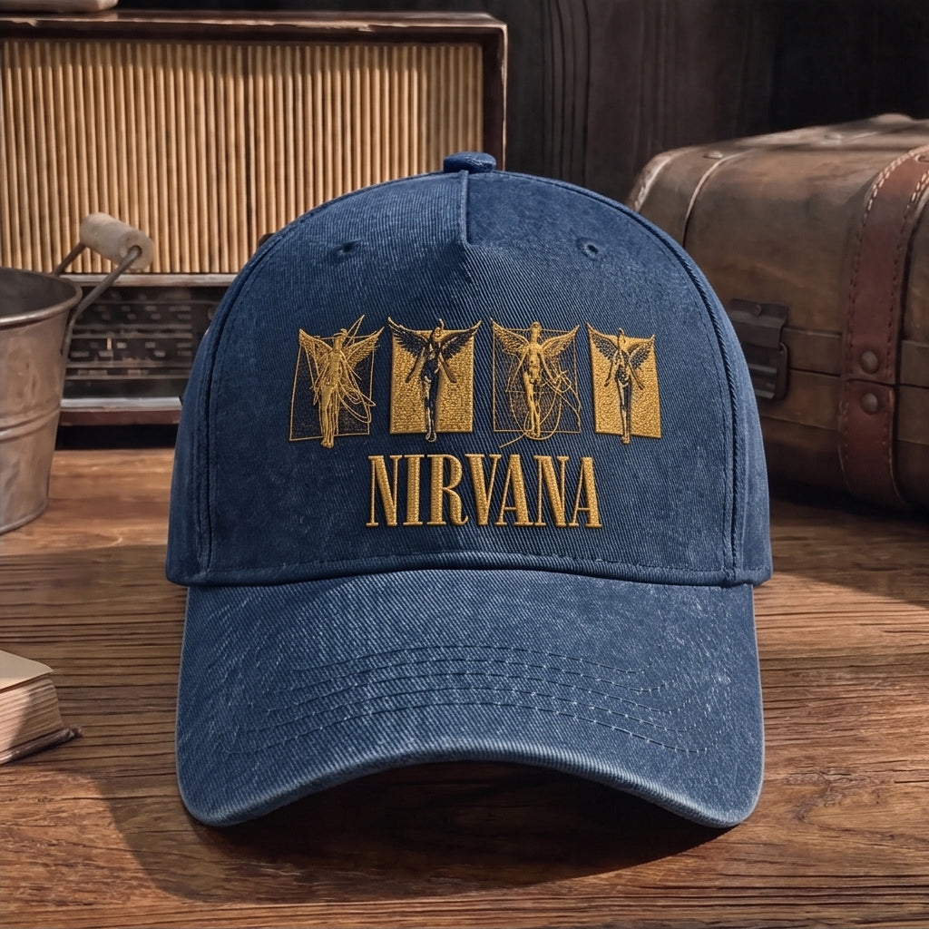 NIR Golden Angels Embroidered Premium Denim Cap QH